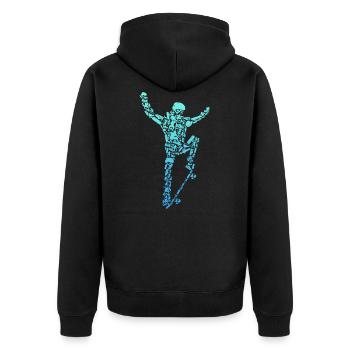 Skater Skateboard Stunt Skater Jungen - Unisex Premium Bio Zip Hoodie - Schwarz - Hinten - Nico (187cm)