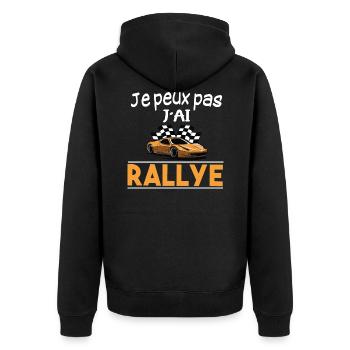Rallye. Course automobile. Cadeau t-shirt humour - Veste à capuche bio Premium Unisexe - noir - Dos - Nico (187cm)