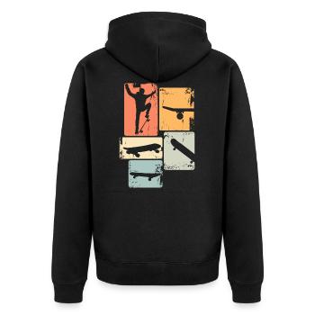 Skater Skateboard Stunt Skater Jungen - Unisex Premium Bio Zip Hoodie - Schwarz - Hinten - Nico (187cm)