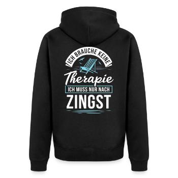 Therapie? Ich muss nur nach Zingst - Unisex Premium Bio Zip Hoodie - Schwarz - Hinten - Nico (187cm)