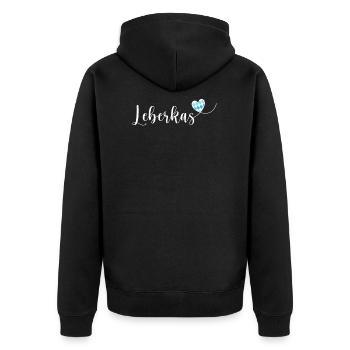 Leberkas Österreich Herz Leberkäsesemmel - Unisex Premium Bio Zip Hoodie - Schwarz - Hinten - Nico (187cm)