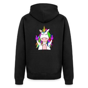 Einhorn die Mittelfinger Hoch lustiges Shirt - Veste à capuche bio Premium Unisexe - noir - Dos - Nico (187cm)