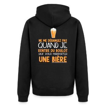 Phrase drôle alcool bière beauf - Veste à capuche bio Premium Unisexe - noir - Dos - Nico (187cm)
