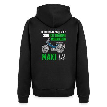 Maxi Moped Nur die Besten Oldtimer Mopedfahrer - Unisex Premium Bio Zip Hoodie - Schwarz - Hinten - Nico (187cm)