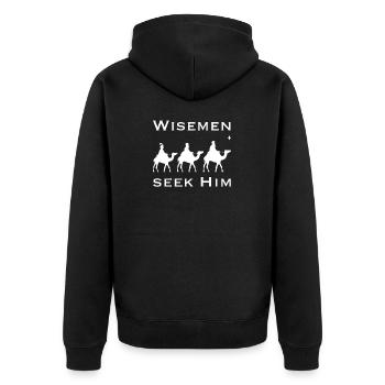 Christliche Weihnachtsdesign-Weise suchen ihn - Unisex Premium Bio Zip Hoodie - Schwarz - Hinten - Nico (187cm)