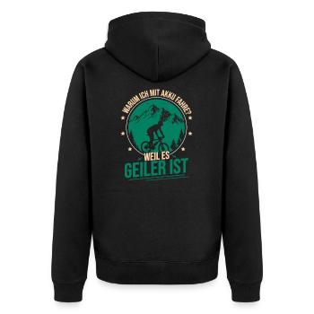 E-Bike Bike Why I ride with battery EMTB - Unisex Premium Organic Zip Hoodie - black - Back - Nico (187cm)