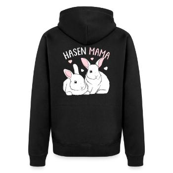 Hasenmama Hase Kaninchen Hasen Mama - Unisex Premium Bio Zip Hoodie - Schwarz - Hinten - Nico (187cm)