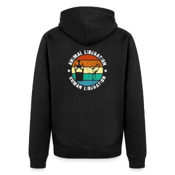 Animal Liberation Human Liberation Prints - Unisex Premium Organic Zip Hoodie - black - Back - Nico (187cm)