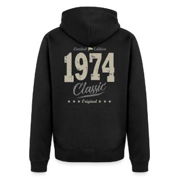 né en 1974 cadeau vintage anniversaire 49 ans - Veste à capuche bio Premium Unisexe - noir - Dos - Nico (187cm)