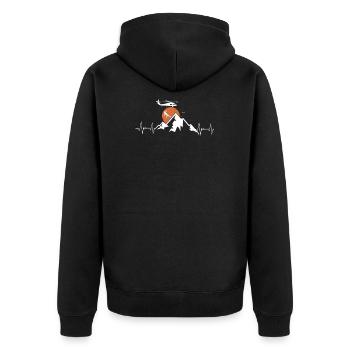 Bergrettung Herzschlag EKG Helikopter - Unisex Premium Bio Zip Hoodie - Schwarz - Hinten - Nico (187cm)