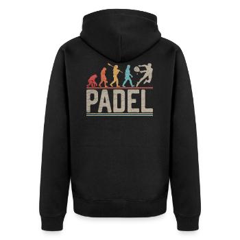 Padel Evolution Geschenk für Padelspieler - Unisex Premium Bio Zip Hoodie - Schwarz - Hinten - Nico (187cm)