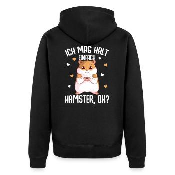 Hamster Ich mag halt Hamster Mädchen - Unisex Premium Bio Zip Hoodie - Schwarz - Hinten - Nico (187cm)