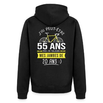 cycliste 55 ans anniversaire 55 ans vélo cyclisme - Veste à capuche bio Premium Unisexe - noir - Dos - Nico (187cm)