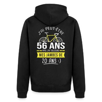 cycliste 56 ans anniversaire 56 ans vélo cyclisme - Veste à capuche bio Premium Unisexe - noir - Dos - Nico (187cm)