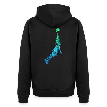 Basket basket-ball garçons hommes enfants - Veste à capuche bio Premium Unisexe - noir - Dos - Nico (187cm)