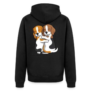 Beagle Liebhaber Hunde Frauchen Kinder - Unisex Premium Bio Zip Hoodie - Schwarz - Hinten - Nico (187cm)