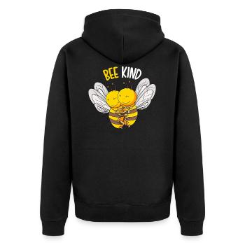 Bee Kind Bienen Kinder Mädchen - Unisex Premium Bio Zip Hoodie - Schwarz - Hinten - Nico (187cm)