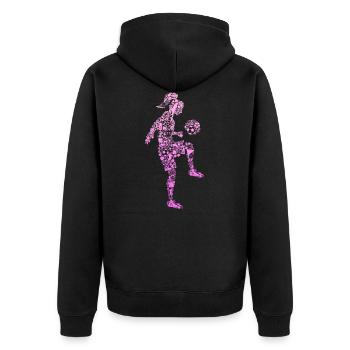 Fußball Mädchen Fußballerin Damen - Unisex Premium Bio Zip Hoodie - Schwarz - Hinten - Nico (187cm)