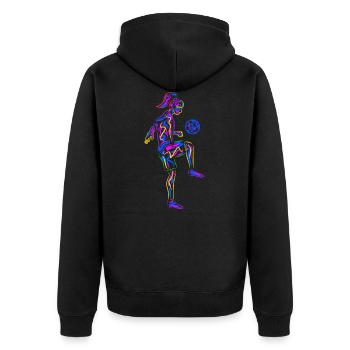 Fußball Mädchen Fußballerin Damen - Unisex Premium Bio Zip Hoodie - Schwarz - Hinten - Nico (187cm)