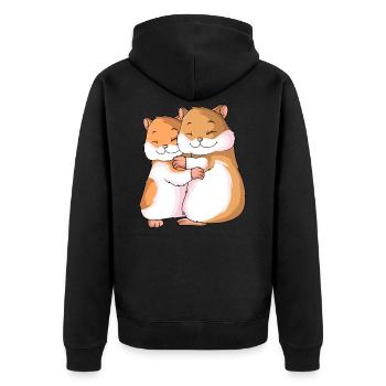 Hamster Lovers Ladies Girls - Unisex Premium Organic Zip Hoodie - black - Back - Nico (187cm)