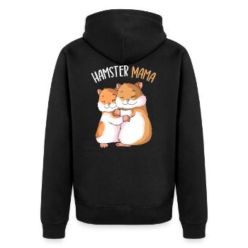 Hamster Mama Girls Ladies - Unisex Premium Organic Zip Hoodie - black - Back - Nico (187cm)