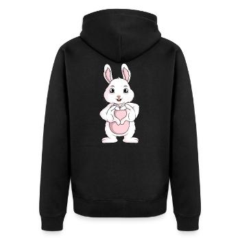 Lapins Amour lapin lapin fille - Veste à capuche bio Premium Unisexe - noir - Dos - Nico (187cm)