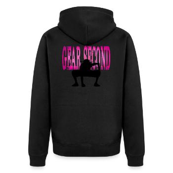 Gear second - Unisex Premium Organic Zip Hoodie - black - Back - Nico (187cm)