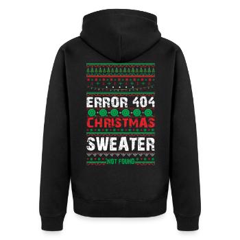 Error 404 Christmas Sweater Not Found Computer - Unisex Premium Bio Zip Hoodie - Schwarz - Hinten - Nico (187cm)