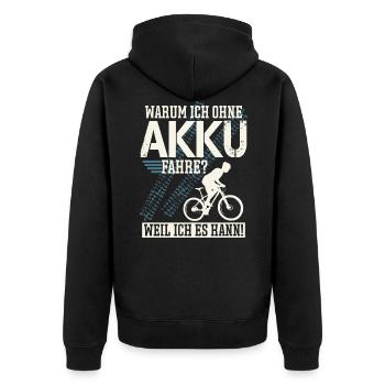 MTB Mountainbike Mountainbiker Spruch - Unisex Premium Bio Zip Hoodie - Schwarz - Hinten - Nico (187cm)