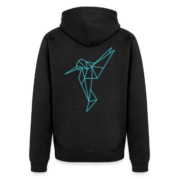 Ligne géométrique colibri - Veste à capuche bio Premium Unisexe - noir - Dos - Nico (187cm)