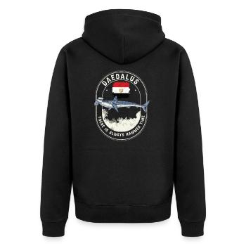 Daedalus Always Hammer Time Tauchsafari Hammerhai - Unisex Premium Bio Zip Hoodie - Schwarz - Hinten - Nico (187cm)