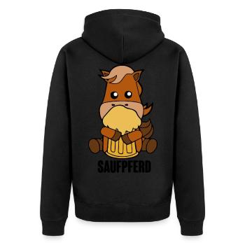 Saufpferd Pferd Pony Biertrinker Saufen Bier - Unisex Premium Bio Zip Hoodie - Schwarz - Hinten - Nico (187cm)