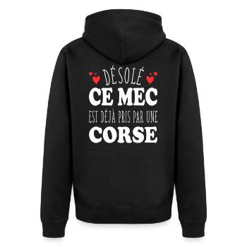 Mec Avec Corse Cadeau Couple Saint Valentin - Veste à capuche bio Premium Unisexe - noir - Dos - Nico (187cm)