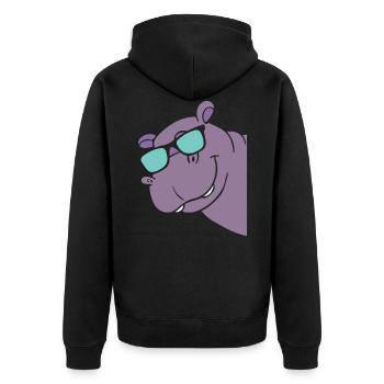 Nilpferd - Unisex Premium Bio Zip Hoodie - Schwarz - Hinten - Nico (187cm)