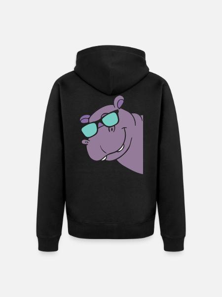 Nilpferd - Unisex Premium Bio Zip Hoodie - Schwarz