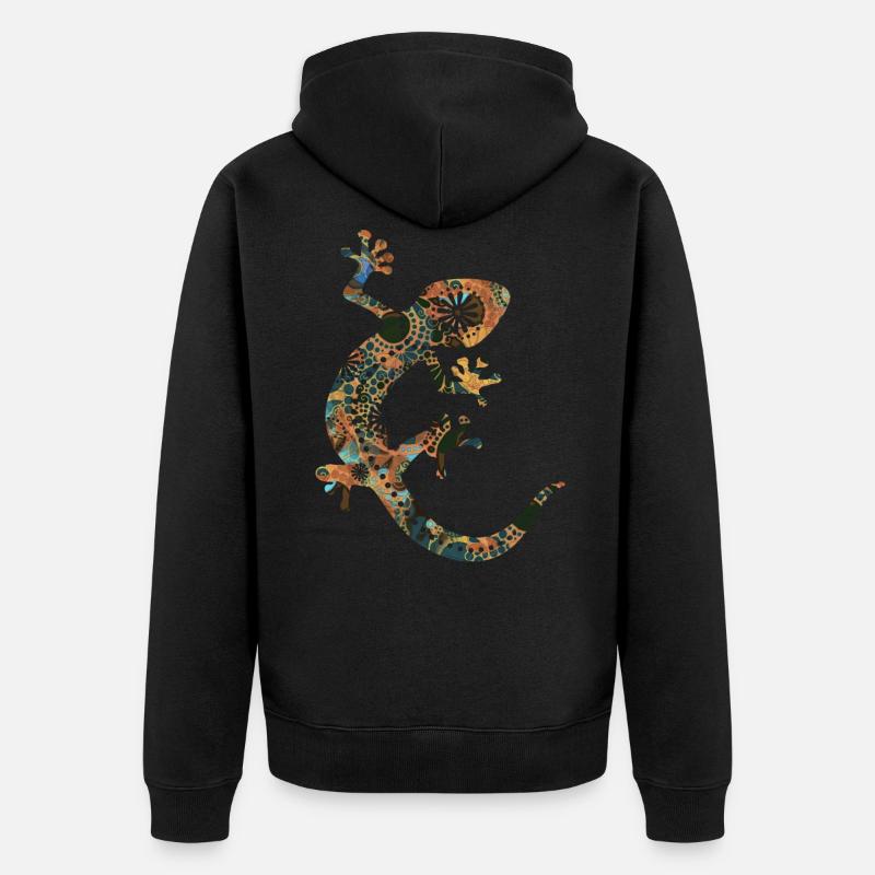 Silhouette Gecko - Ethno Style 3 - Veste à capuche bio Premium Unisexe - noir
