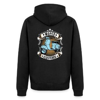 moped mofa roller mopedfahrer mofafahrer oldtimer - Unisex Premium Bio Zip Hoodie - Schwarz - Hinten - Nico (187cm)