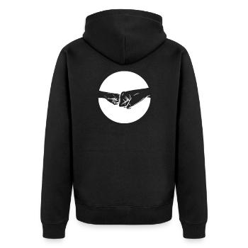 Familie - Kinder - Vater und Sohn - Opa und Enkel - Unisex Premium Bio Zip Hoodie - Schwarz - Hinten - Nico (187cm)