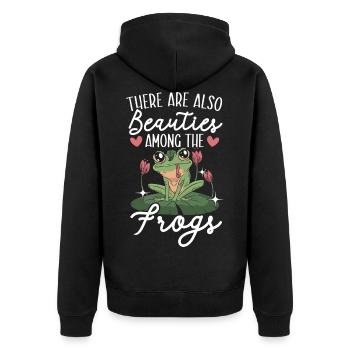 There are also beauties among the frogs Froggy - Unisex Premium Organic Zip Hoodie - black - Back - Nico (187cm)