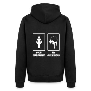 Aerial Hoop Aerialist Girlfriend Silk Lyra Circus - Unisex Premium Bio Zip Hoodie - Schwarz - Hinten - Nico (187cm)