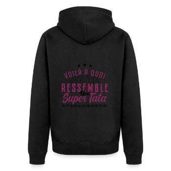 Voilà à quoi ressemble une super tata - Veste à capuche bio Premium Unisexe - noir - Dos - Nico (187cm)
