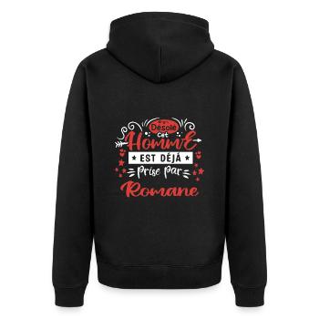 Cadeau Homme déja pris par Romane - Veste à capuche bio Premium Unisexe - noir - Dos - Nico (187cm)