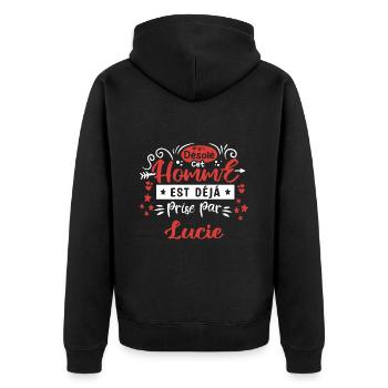 Cadeau Homme déja pris par Lucie - Veste à capuche bio Premium Unisexe - noir - Dos - Nico (187cm)