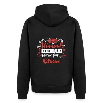 Cadeau Homme déja pris par Olivia - Veste à capuche bio Premium Unisexe - noir - Dos - Nico (187cm)