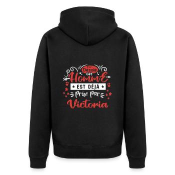 Cadeau Homme déja pris par Victoria - Veste à capuche bio Premium Unisexe - noir - Dos - Nico (187cm)
