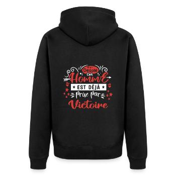 Cadeau Homme déja pris par victoire - Veste à capuche bio Premium Unisexe - noir - Dos - Nico (187cm)