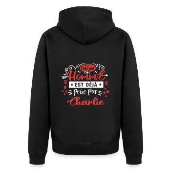 Cadeau Homme déja pris par Charlie - Veste à capuche bio Premium Unisexe - noir - Dos - Nico (187cm)