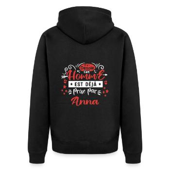 Cadeau Homme déja pris par Anna - Veste à capuche bio Premium Unisexe - noir - Dos - Nico (187cm)