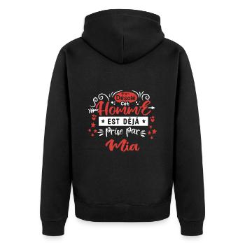 Cadeau Homme déja pris par Mia - Veste à capuche bio Premium Unisexe - noir - Dos - Nico (187cm)