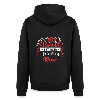 Cadeau Homme déja pris par Rose - Veste à capuche bio Premium Unisexe - noir - Dos - Nico (187cm)